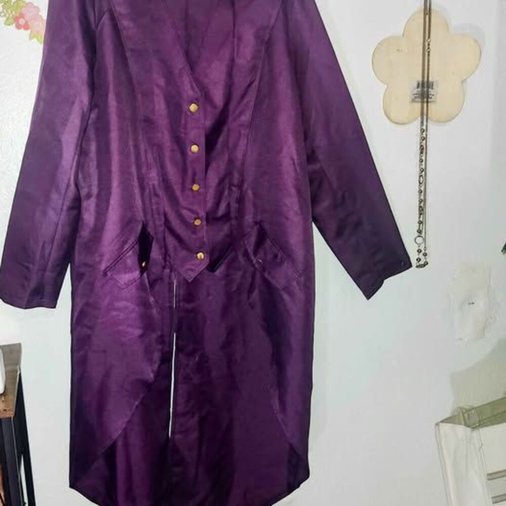 Purple Victorian Style Tailcoat Lightweight Long Jacket XL